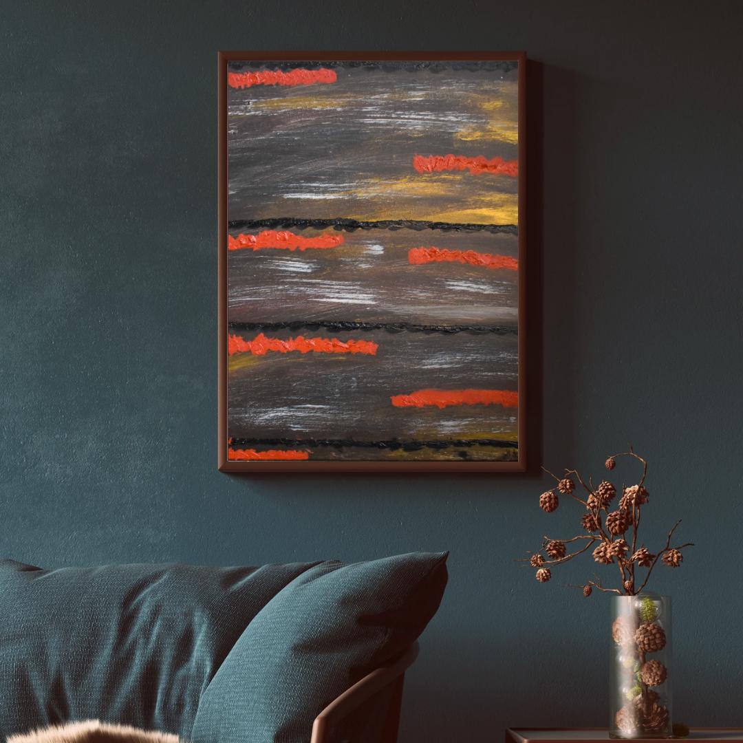 Textured Glow of Embers Over Smoky Background | 16x20 Hand - Painted Original - The Women Before Me